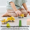 image:imagePlanToys 3 Piece Road Construction Vehicle Set 6087  Sustainably Made from Rubberwood and NonToxic Paints and DyesMaintenance Vehicle