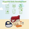 image:imagePlanToys Baby Doll Feeding Set for Kids  Wooden Pretend Play Baby Care Accessories with Bag Bottles Bib Spoon amp Food Box  Montessori Toy for Toddlers  EcoFriendly Doll Accessory KitDoll Feeding Set