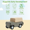 image:imagePlanToys Blue Truck Wooden Montessori Vehicle Toy  Early Movement Imagination and Practical Life Exploration  Eco Friendly Truck for Indoor and Outdoor PlayGrey Wagon