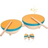 image:imagePlanToys Double Drum Musical Percussion Instrument 6425  Sustainably Made from Rubberwood and NonToxic Paints and Dyes