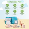 image:imagePlanToys Pretend Play Wooden Makeup Set for Kids  Makeup Kit with Mirror Lipstick Brush Eyeshadow amp Waist Bag  Montessori Toy for Toddlers amp Girls  EcoFriendly Beauty Role Play SetMakeup Set