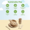 image:imagePlanToys Pretend Play Wooden Tableware Set for Kids  16Piece Montessori Kitchen Toy Set with Plates Cups Bowls amp Utensils  EcoFriendly NonToxic Toy for Toddlers amp PreschoolersTableware