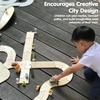 image:imagePlanToys Rubber Road amp Rail Expansion Tracks Set C Montessori Play Accessory  Imagination Problem Solving and Creative World Building  Eco Friendly Track SetRoad System