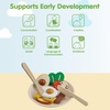 image:imagePlanToys Wooden Breakfast Pretend Play Kitchen Food Playset 3611  Sustainably Made from Rubberwood and NonToxic Paints and Dyes  EcoFriendly PlanWood