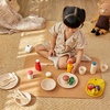 image:imagePlanToys Wooden Food amp Beverage Pretend Play Set  Montessori Kitchen Toys for Toddlers amp Kids  EcoFriendly Wooden Role Play Food  Includes Milk Carton Juice Water Ketchup Jam amp Honey