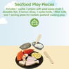 image:imagePlanToys Wooden Ice Cream Playset for Kids  Includes Stand Scoops amp Cones  Pretend Dessert Play Food for Toddlers  EcoFriendly Role Play Set for Imaginative amp Fine Motor Skills DevelopmentSeafood Platter