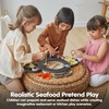 image:imagePlanToys Wooden Ice Cream Playset for Kids  Includes Stand Scoops amp Cones  Pretend Dessert Play Food for Toddlers  EcoFriendly Role Play Set for Imaginative amp Fine Motor Skills DevelopmentSeafood Platter