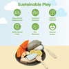 image:imagePlanToys Wooden Ice Cream Playset for Kids  Includes Stand Scoops amp Cones  Pretend Dessert Play Food for Toddlers  EcoFriendly Role Play Set for Imaginative amp Fine Motor Skills DevelopmentSeafood Platter