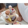image:imagePlanToys Wooden TwoTier Bakery Stand Set with Baked Food Items 3489  Sustainably Made from Rubberwood and NonToxic Paints and Dyes