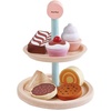 image:imagePlanToys Wooden TwoTier Bakery Stand Set with Baked Food Items 3489  Sustainably Made from Rubberwood and NonToxic Paints and Dyes