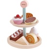 image:imagePlanToys Wooden TwoTier Bakery Stand Set with Baked Food Items 3489  Sustainably Made from Rubberwood and NonToxic Paints and Dyes