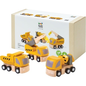 image:imagePlanToys 3 Piece Road Construction Vehicle Set 6087  Sustainably Made from Rubberwood and NonToxic Paints and DyesMaintenance Vehicle