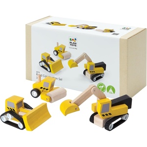 image:imagePlanToys 3 Piece Road Construction Vehicle Set 6087  Sustainably Made from Rubberwood and NonToxic Paints and DyesRoad Construction Set 2