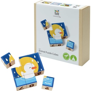 image:imagePlanToys Animal Puzzle Cubes Wooden Picture Block Puzzle for Kids Ages 3  Montessori Educational Toy that Builds Creativity ProblemSolving amp Cognitive Skills  EcoFriendly Learning ToyAnimal Puzzle Cubes
