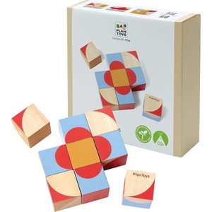 image:imagePlanToys Animal Puzzle Cubes Wooden Picture Block Puzzle for Kids Ages 3  Montessori Educational Toy that Builds Creativity ProblemSolving amp Cognitive Skills  EcoFriendly Learning ToyGeo Pattern Cubes