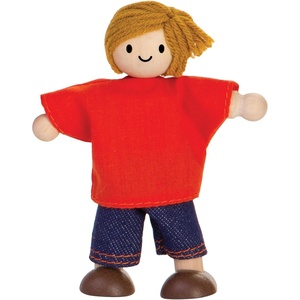 image:imagePlanToys Boy Wooden Dollhouse Figurine  Poseable 112 Scale Mini Doll 4 Inch  Dollhouse Accessories for Pretend Play  EcoFriendly Montessori Toy for Kids Ages 3Caucasian Boy