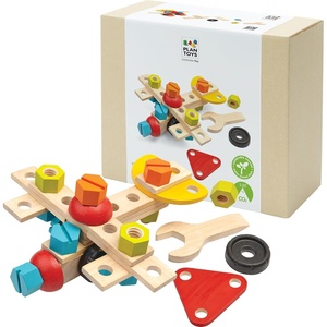 image:imagePlanToys Construction Set Wooden Montessori Building and Engineering Toy  Fine Motor Creativity and Early STEM Skill Development  Eco Friendly Educational Open Ended Play KitConstruction Set