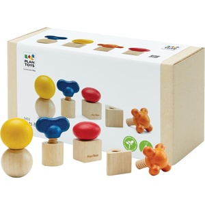image:imagePlanToys Construction Set Wooden Montessori Building and Engineering Toy  Fine Motor Creativity and Early STEM Skill Development  Eco Friendly Educational Open Ended Play KitNuts  Bolts