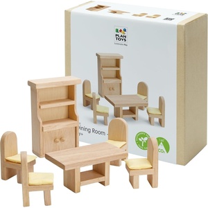image:imagePlanToys Dining Room Classic Set  Montessori Small World and Family Role Play  Eco Friendly Wooden Dining Room Furniture for Imaginative PlayClassic