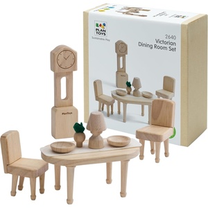 image:imagePlanToys Dining Room Classic Set  Montessori Small World and Family Role Play  Eco Friendly Wooden Dining Room Furniture for Imaginative PlayVictorian Dining Room Set
