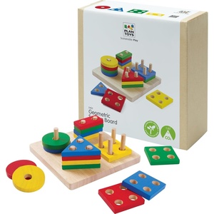image:imagePlanToys Geometric Peg Board Wooden Shape Sorting amp Stacking Toy for Kids Ages 2  Montessori STEM Toy for Fine Motor Skills Color Learning amp Coordination  EcoFriendly Educational ActivityGeometric Sorting Board