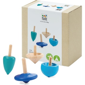 image:imagePlanToys Mini Wooden Spinning Tops Set  4 Colorful EcoFriendly Montessori Toys for Toddlers  Travel Toys for Kids  Sensory Fidget Toys for Focus amp Coordination4 Small Spinning Top