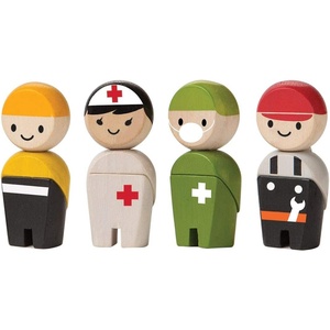 image:imagePlanToys Rescue Crew Wooden Montessori Imaginative and Creative Play Set  Language Development Social Interaction and Early Coordination Activity  Eco Friendly Community Helper Figurine SetRescue Crew