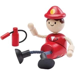 image:imagePlanToys Rescue Crew Wooden Montessori Imaginative and Creative Play Set  Language Development Social Interaction and Early Coordination Activity  Eco Friendly Community Helper Figurine SetFirefighter Doll