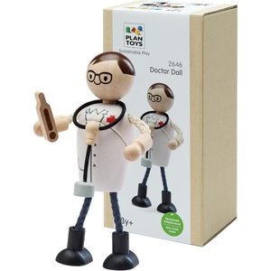image:imagePlanToys Rescue Crew Wooden Montessori Imaginative and Creative Play Set  Language Development Social Interaction and Early Coordination Activity  Eco Friendly Community Helper Figurine SetDoctor Doll