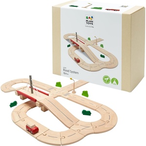 image:imagePlanToys Rubber Road amp Rail Expansion Tracks Set C Montessori Play Accessory  Imagination Problem Solving and Creative World Building  Eco Friendly Track SetRoad System