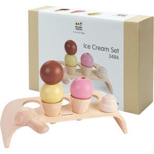 image:imagePlanToys Wooden Ice Cream Playset for Kids  Includes Stand Scoops amp Cones  Pretend Dessert Play Food for Toddlers  EcoFriendly Role Play Set for Imaginative amp Fine Motor Skills DevelopmentAssorted