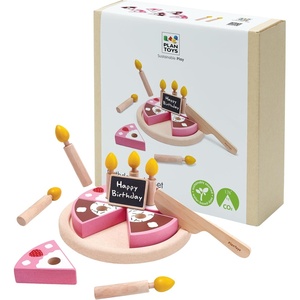 image:imagePlanToys Wooden Ice Cream Playset for Kids  Includes Stand Scoops amp Cones  Pretend Dessert Play Food for Toddlers  EcoFriendly Role Play Set for Imaginative amp Fine Motor Skills DevelopmentBirthday Cake Set