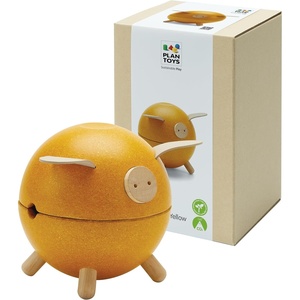 image:imagePlanToys Wooden Piggy Bank in Yellow  Montessori Inspired Coin Bank for Early Saving and Practical Life Learning  Eco Friendly Wooden Money Bank for Home and Playroom DcorPiggy Bank Yelloworchard