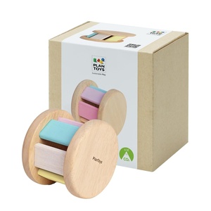 image:imagePlanToys Wooden Roller Rattle Toy for Babies  Montessori Baby Sensory Toy with Gentle Sound  EcoFriendly Crawling amp Motor Skill Toys for InfantsPastel Color Series
