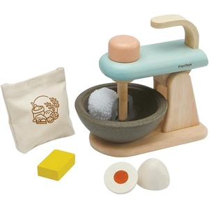 image:imagePlanToys Wooden Stand Mixer Toy for Kids  Montessori Pretend Play Kitchen Appliance with Mixing Bowl Egg Butter amp Flour  Toddler Baking Set amp Cooking Toy for Ages 2
