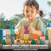 image:imagePlanToys Cityscape Blocks Wooden Montessori Building Imaginative Kids Set  shapes buildings construction toys sorting amp stacking toys girls boys spatial STEM fine motor creative gift preschoolCityscape Blocks