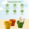 image:imagePlanToys Wooden 3Piece Plant Pot Set  Montessori Gardening amp Planting Activity for Fine Motor Skills Responsibility amp Early Learning  Eco Friendly Indoor amp Outdoor Play