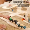 image:imagePlanToys Wooden City Transit Rail amp Road Playset Montessori Kids Building  wooden train toy cars tracks girls boys transport systems imaginative problem solving gift preschool learning cute