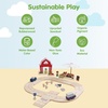 image:imagePlanToys Wooden Farm to Market Roadway Playset Montessori Kids Farm Play  toy cars toy car track animals girls boys imaginative fine motor problem solving role gift preschool set family fun