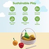 image:imagePlanToys Wooden Orchard Fruit Basket Montessori Kids Kitchen Play Set Toy  cutting serving knife pretend food fruits and vegetables toys girls boys fine motor role social gift preschool set