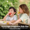 image:imagePlanToys Wooden Orchard Fruit Basket Montessori Kids Kitchen Play Set Toy  cutting serving knife pretend food fruits and vegetables toys girls boys fine motor role social gift preschool set