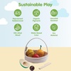 image:imagePlanToys Wooden Rainbow Fiesta Basket Montessori Kids Kitchen Play Set  mixing cutting knife fruit basket pretend food girls boys fine motor role creative imaginative social gift set fun