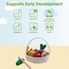 image:imagePlanToys Wooden Rainbow Veggie Basket Montessori Kids Kitchen Play Set  cutting sorting knife fruit basket pretend food girls boys cognitive fine motor role play social gift preschool set