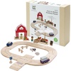 image:imagePlanToys Wooden Farm to Market Roadway Playset Montessori Kids Farm Play  toy cars toy car track animals girls boys imaginative fine motor problem solving role gift preschool set family fun