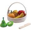 image:imagePlanToys Wooden Orchard Fruit Basket Montessori Kids Kitchen Play Set Toy  cutting serving knife pretend food fruits and vegetables toys girls boys fine motor role social gift preschool set