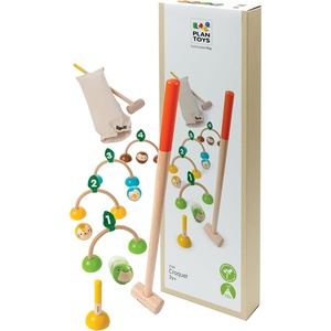 image:imagePlanToys Croquet Wooden Outdoor Game for Kids  Montessori Activity for Coordination Strategy amp Team Play  EcoFriendly Educational Lawn Game
