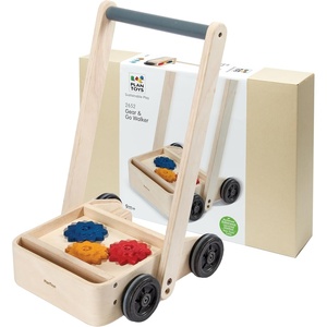 image:imagePlanToys Gear Go Wooden Walker Montessori Push Toy for Toddlers Kids Gift  gear go wooden walker montessori push toy walking balance coordination causeeffect play kids early movement learning