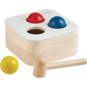 image:imagePlanToys Punch and Drop Bin Wooden Montessori Fine Motor and Cause and Effect Toy  Coordination Problem Solving and Early Learning Activity  Eco Friendly Educational Hammer and Ball SetPunch  Drop Bin