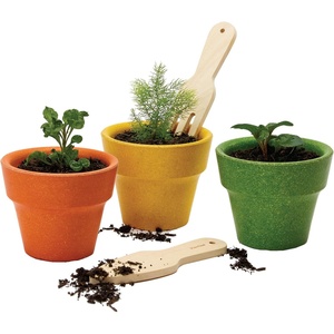 image:imagePlanToys Wooden 3Piece Plant Pot Set  Montessori Gardening amp Planting Activity for Fine Motor Skills Responsibility amp Early Learning  Eco Friendly Indoor amp Outdoor Play
