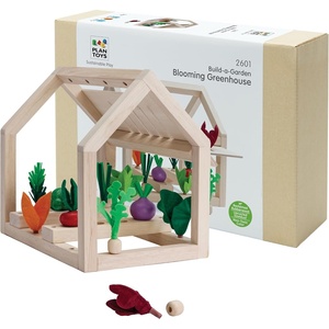 image:imagePlanToys Wooden BuildAGarden Blooming Greenhouse Set Montessori Kids  planting flowers construction toys girls boys imaginative role play spatial problem solving learning gift set preschool